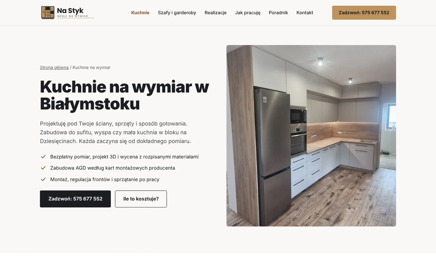 Strona Na Styk: Podstrona: kuchnie na wymiar