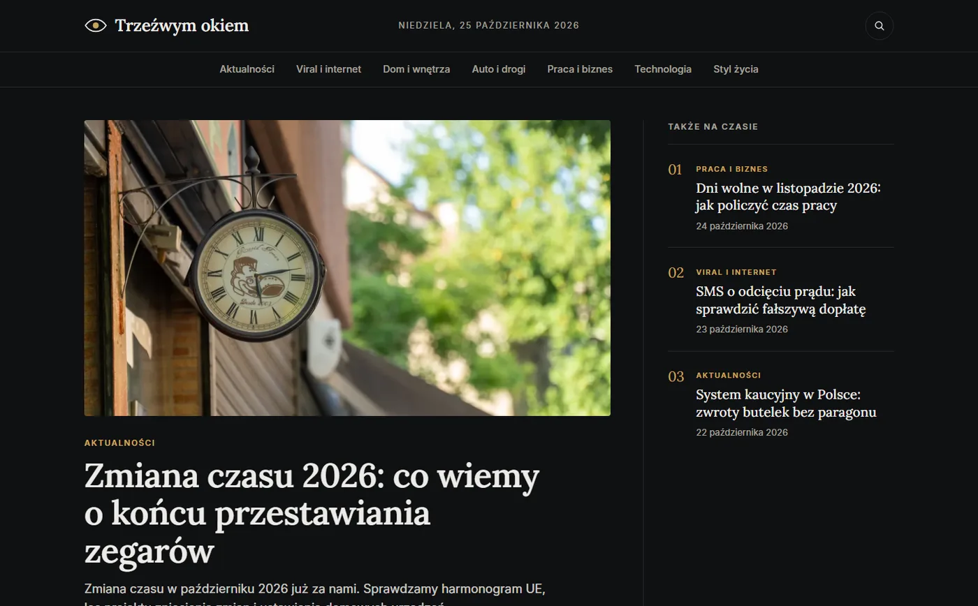 Strona Trzeźwym okiem: Magazyn online, własny projekt