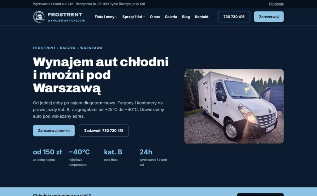 Strona FrostRent – wynajem aut chłodni